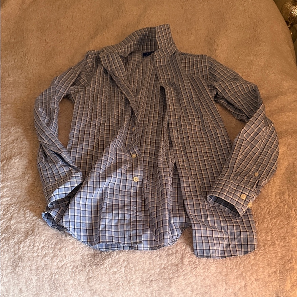 Blue Checkered Button-Up Shirt